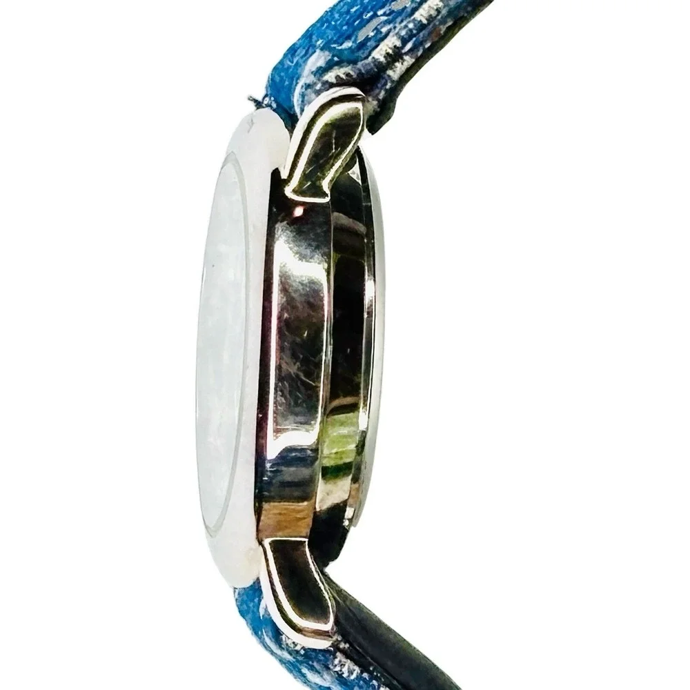 Y2K Milan II Blue Denim Embroidered Flower Strap Watch 056-PC Kids Girls